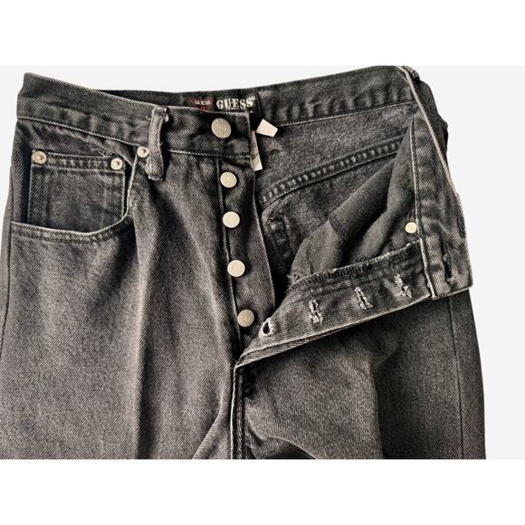 Vintage Guess Jeans Womens 28 High Rise Tapered 90s Mom Black Jeans Button Fly - Picture 4 of 9